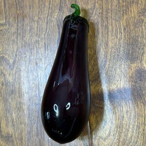 Murano style glass Vegetable 7" Eggplant Purple hand blown‎ paper weight decor